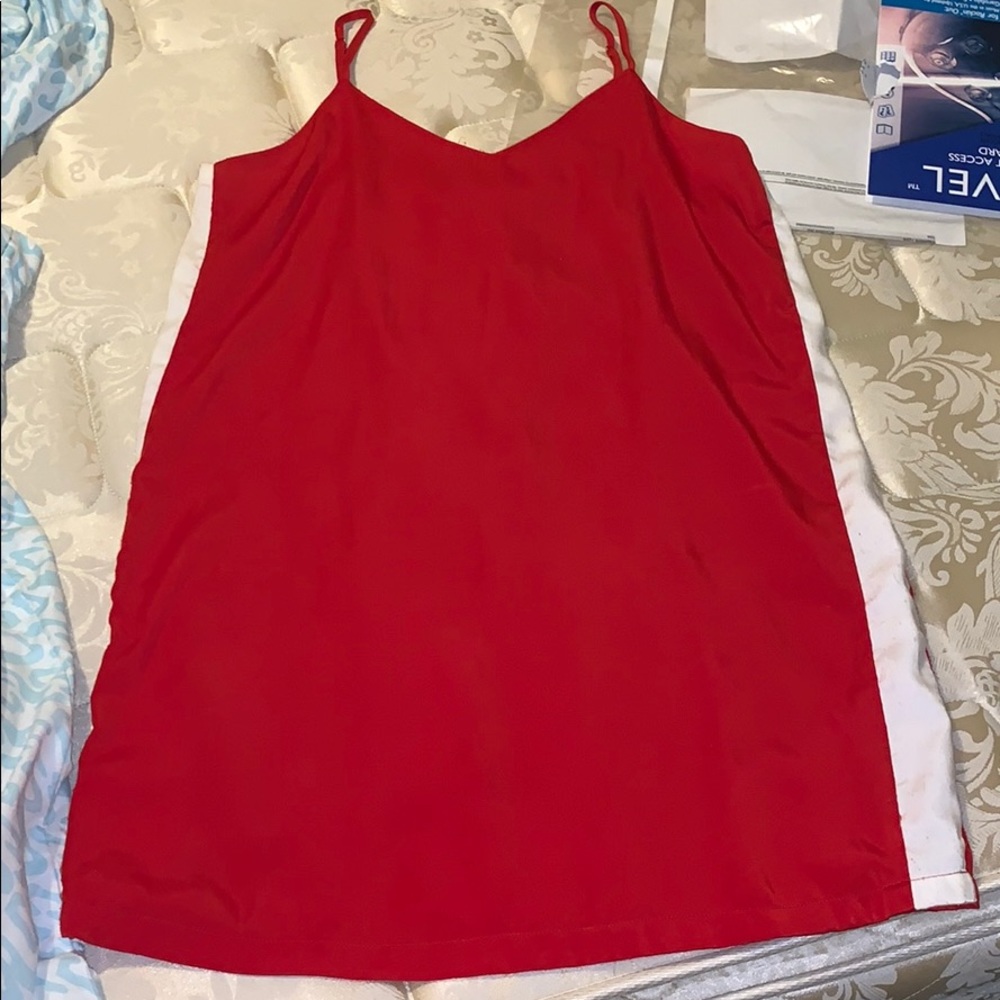 red satin mini dress